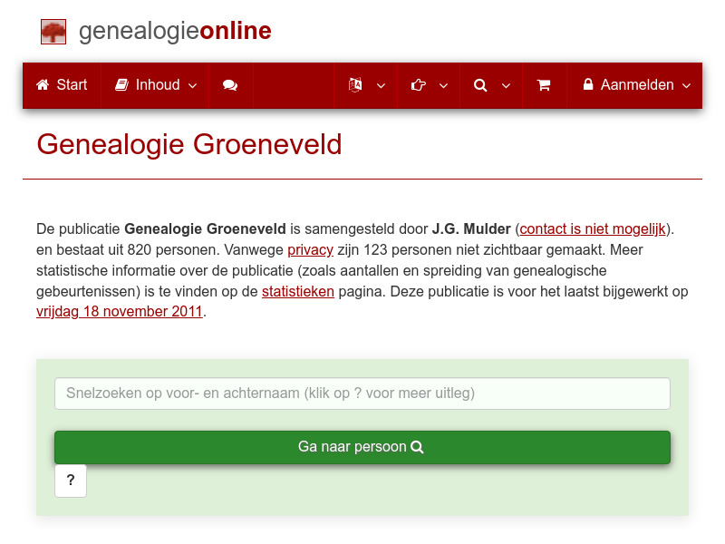 Screenshot van website