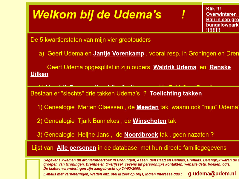 Screenshot van website