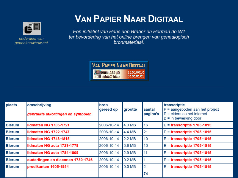 Screenshot van website