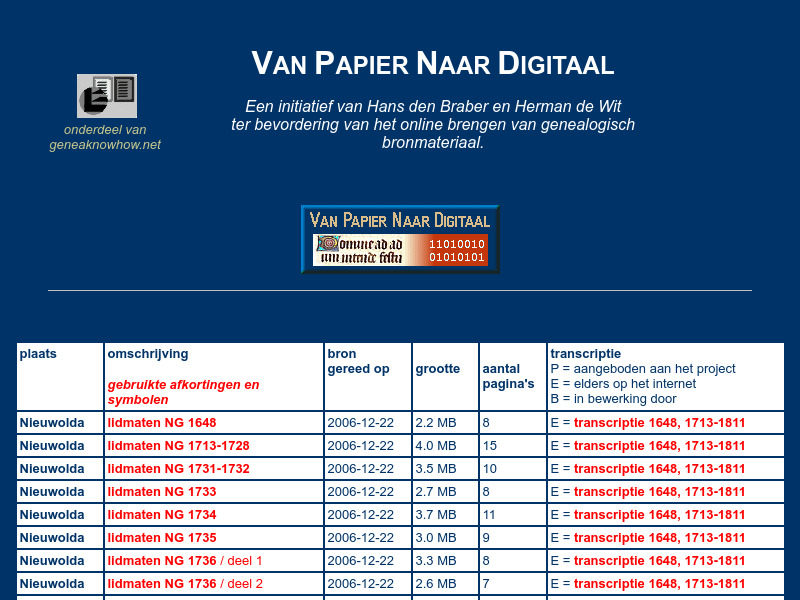 Screenshot van website