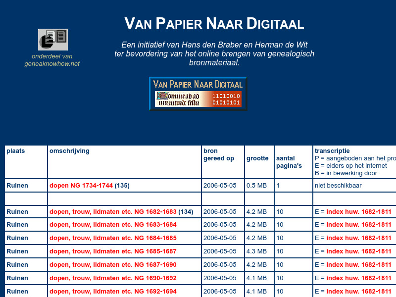 Screenshot van website