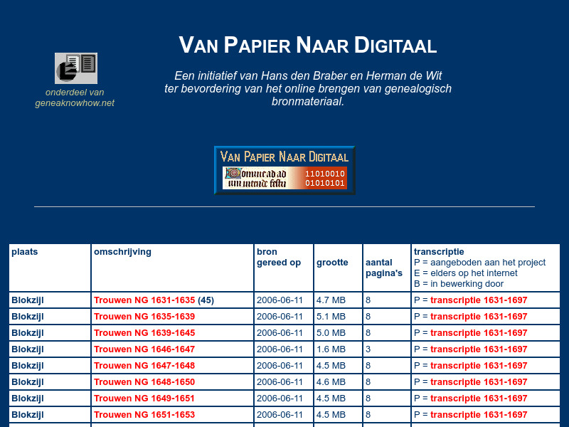 Screenshot van website