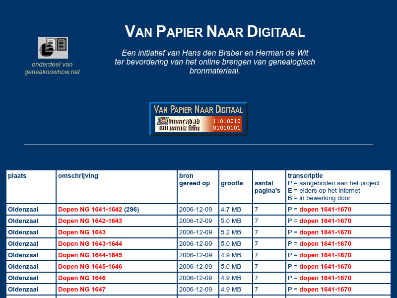 Screenshot van website