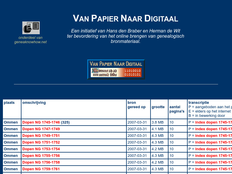 Screenshot van website