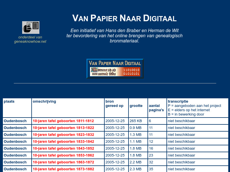 Screenshot van website