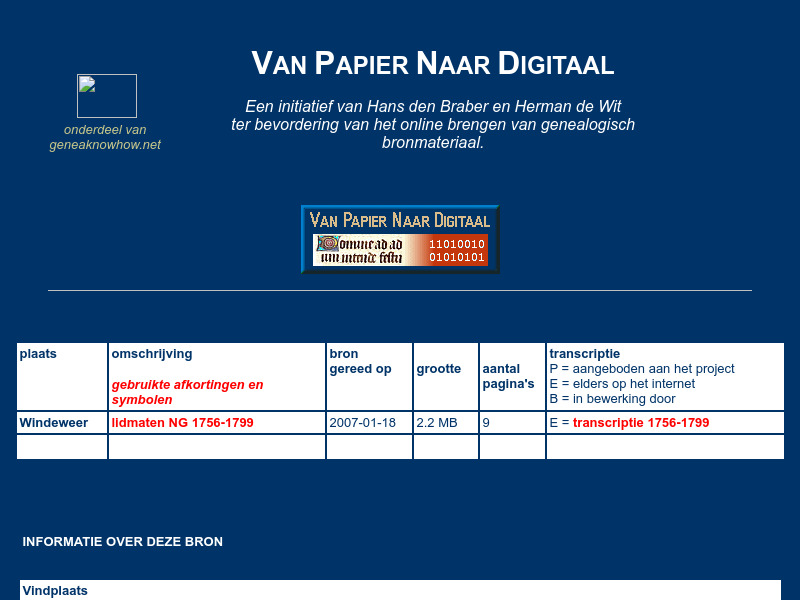 Screenshot van website