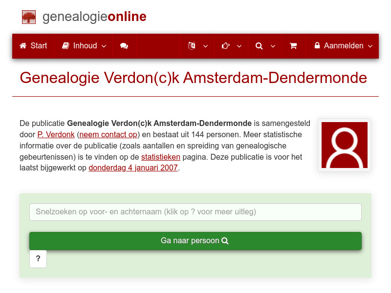 Screenshot van website
