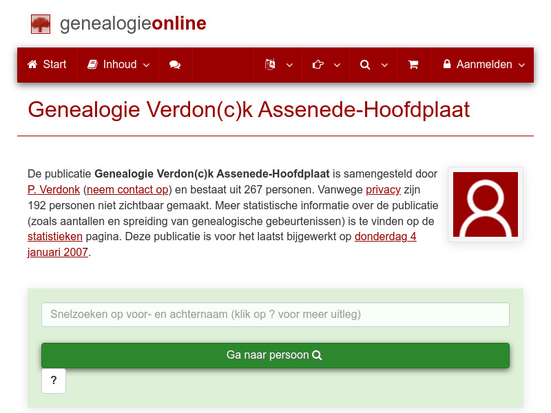 Screenshot van website
