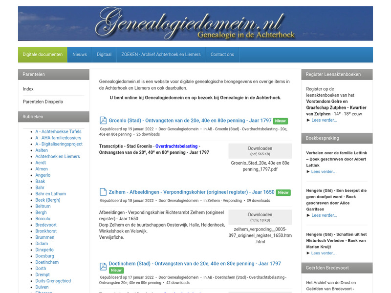 Screenshot van website