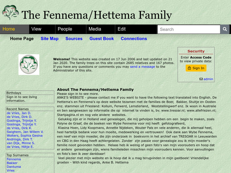 Screenshot van website