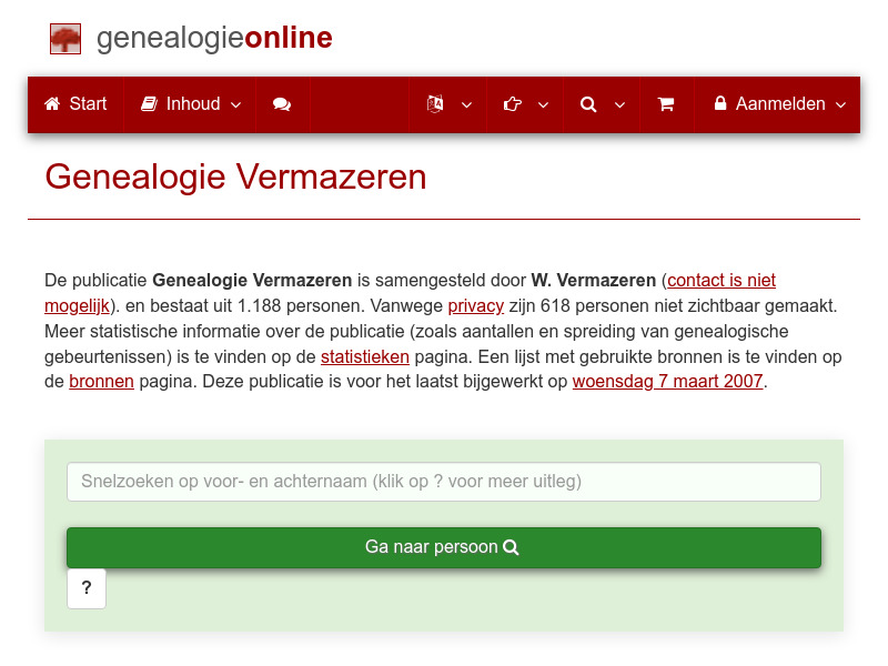 Screenshot van website