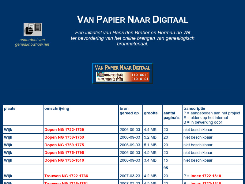 Screenshot van website