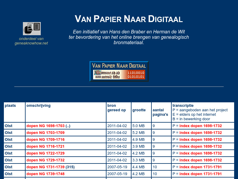 Screenshot van website