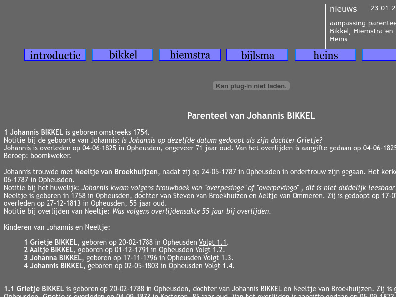 Screenshot van website