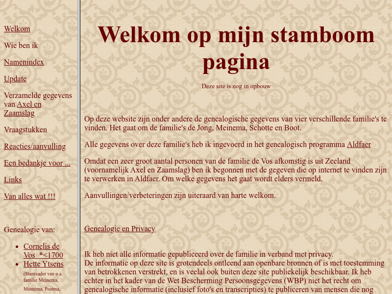Screenshot van website
