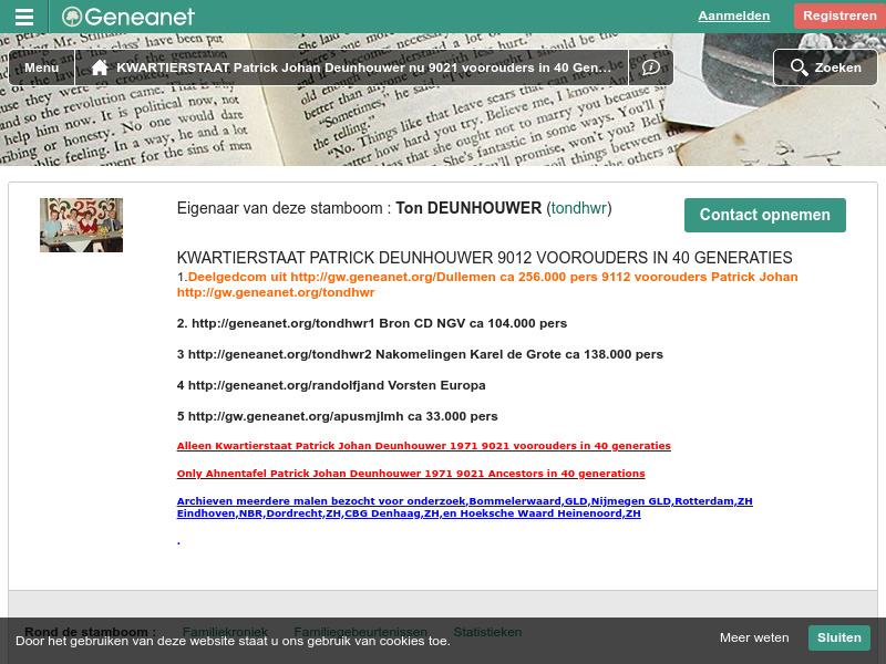 Screenshot van website