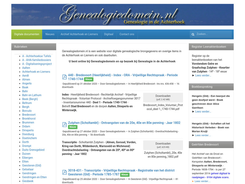 Screenshot van website