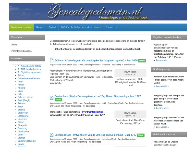 Screenshot van website