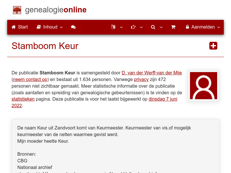 Screenshot van website