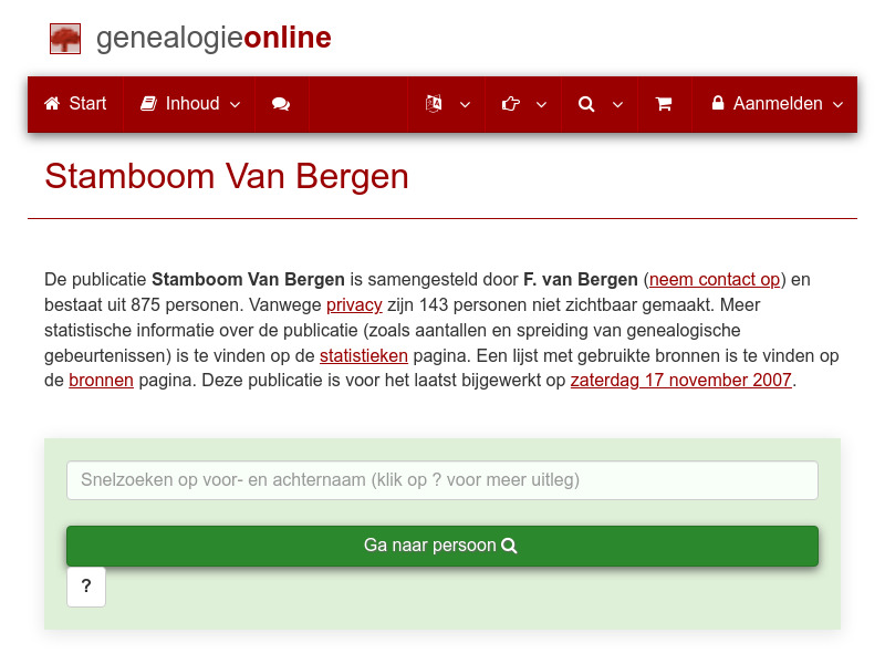 Screenshot van website