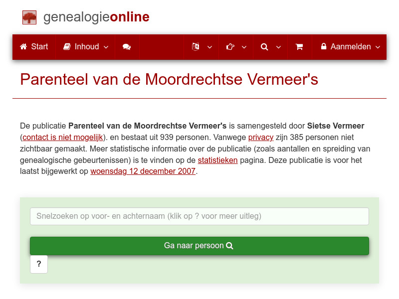 Screenshot van website