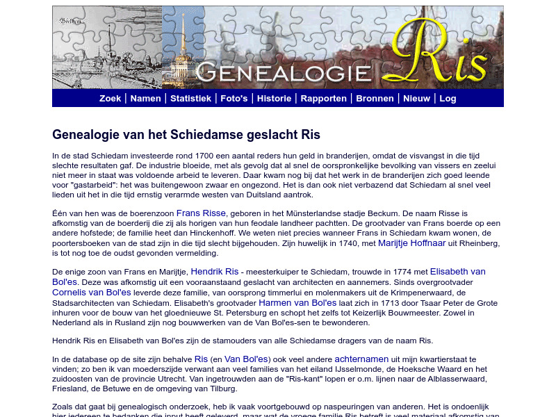 Screenshot van website