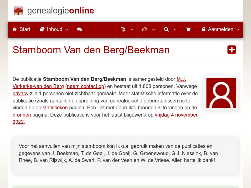 Screenshot van website
