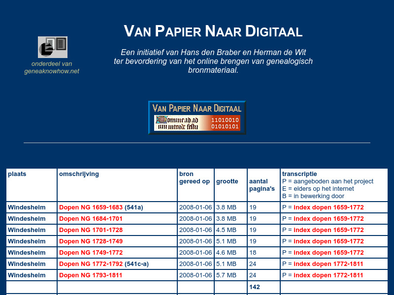 Screenshot van website