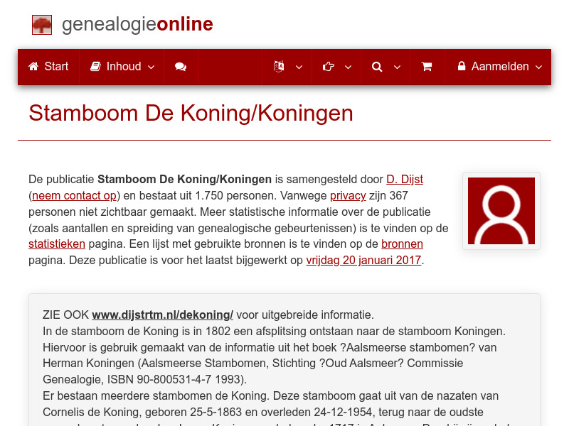 Screenshot van website