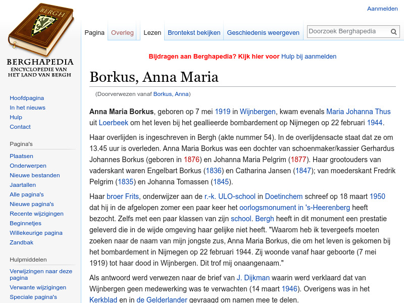 Screenshot van website