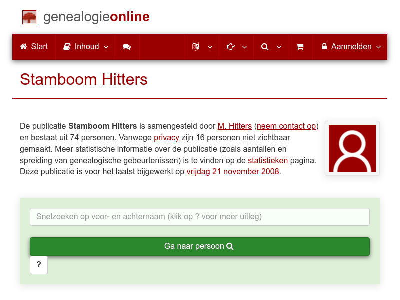 Screenshot van website