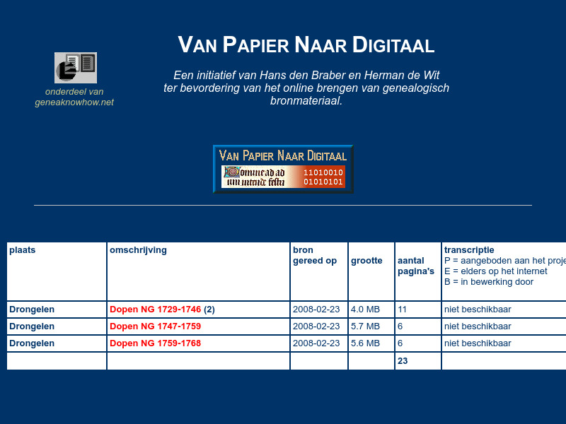 Screenshot van website