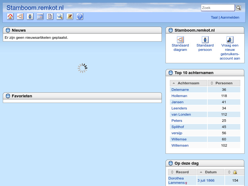 Screenshot van website
