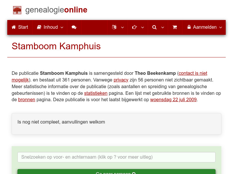Screenshot van website