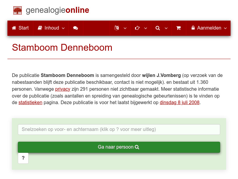 Screenshot van website