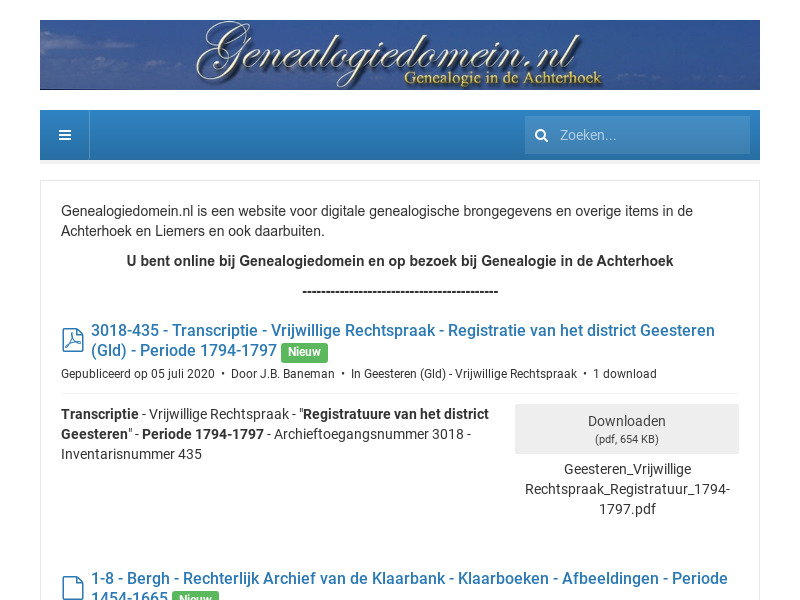 Screenshot van website