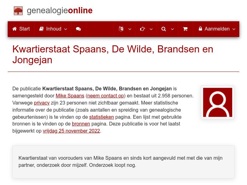 Screenshot van website