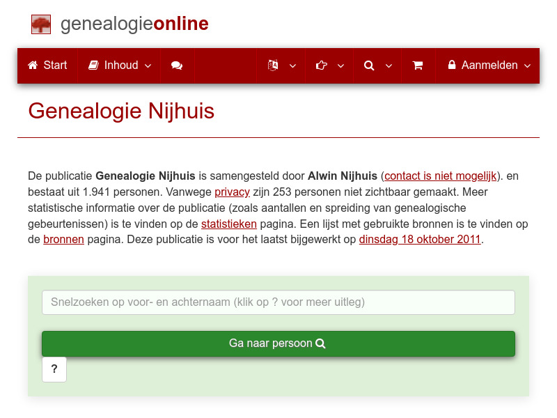 Screenshot van website