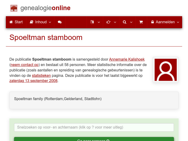 Screenshot van website