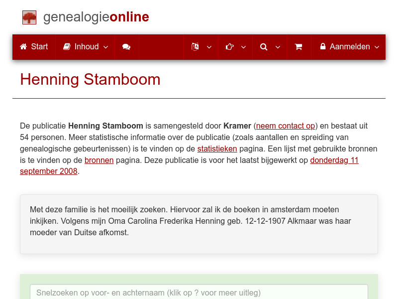 Screenshot van website