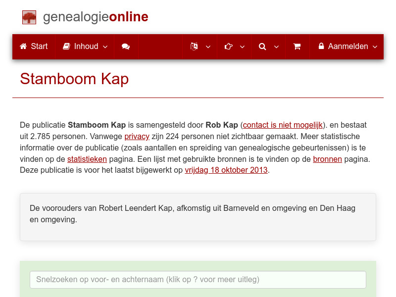 Screenshot van website