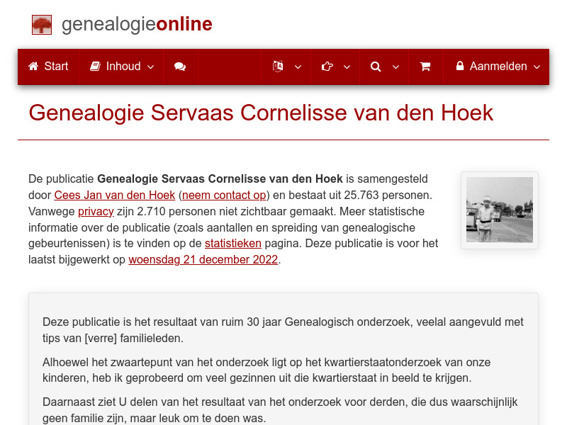 Screenshot van website