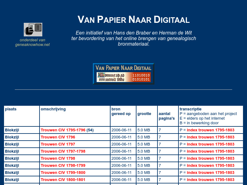 Screenshot van website