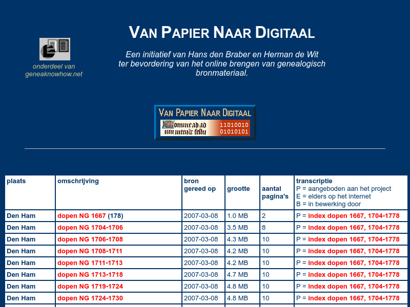 Screenshot van website