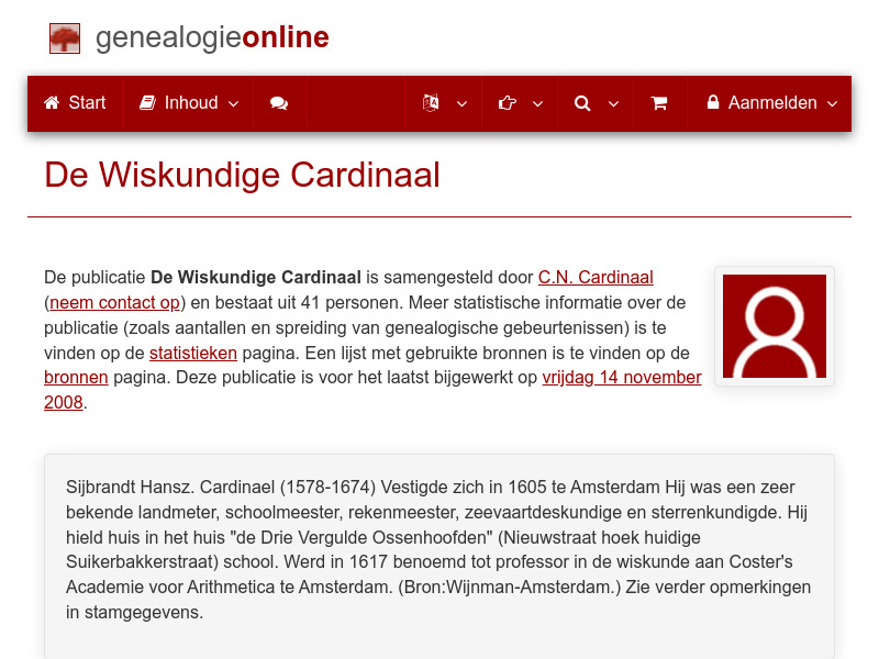 Screenshot van website