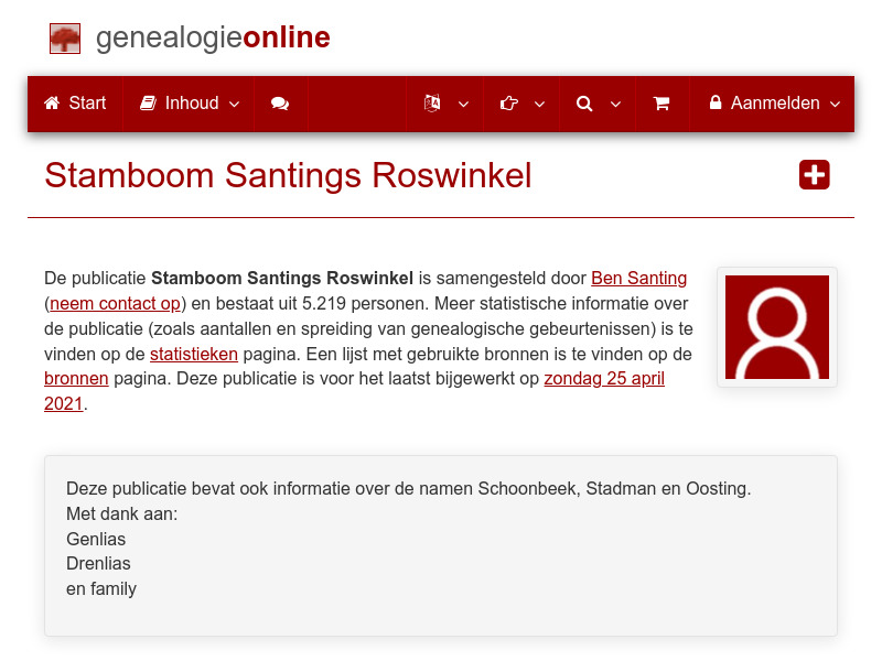 Screenshot van website