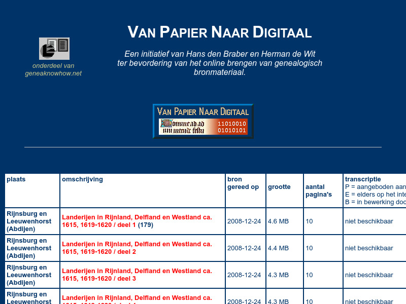 Screenshot van website