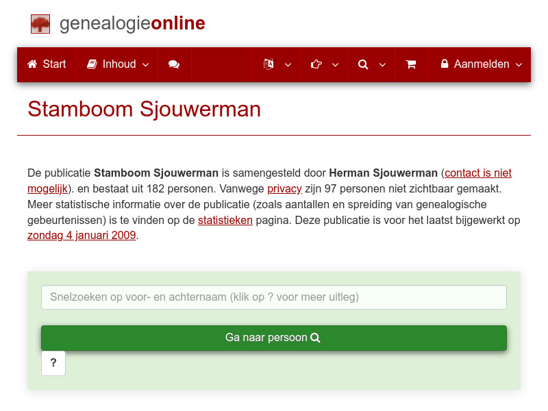 Screenshot van website