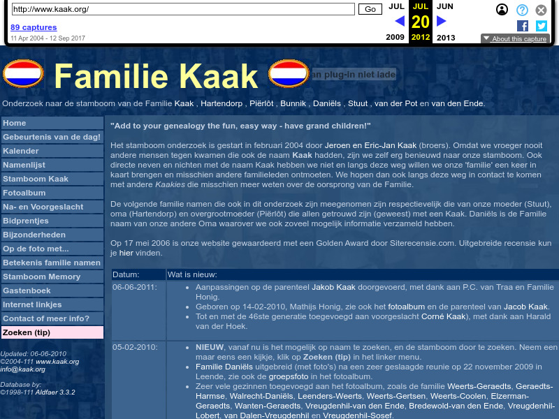 Screenshot van website