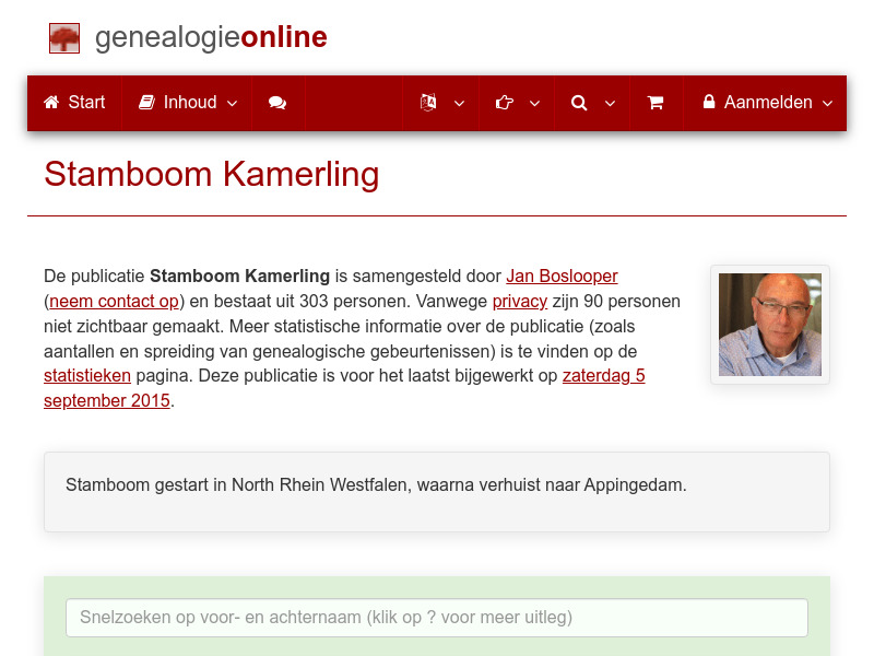Screenshot van website